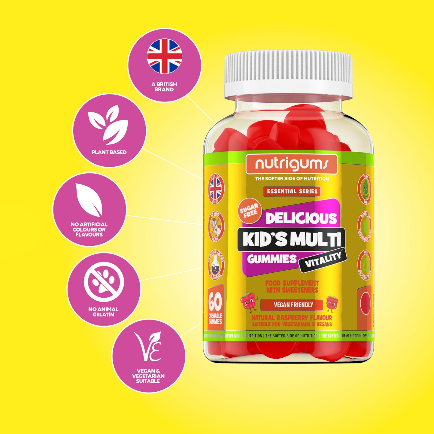 Kid's Multi Vitality Sugar Free 60 Vegan Gummies