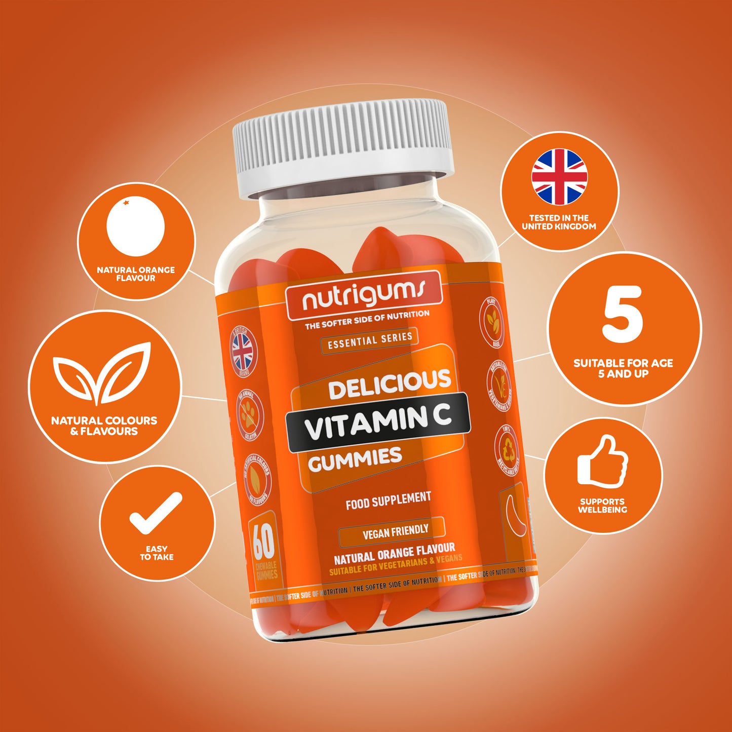 Vitamin C 80mg Orange Flavour - 60 Vegan Gummies