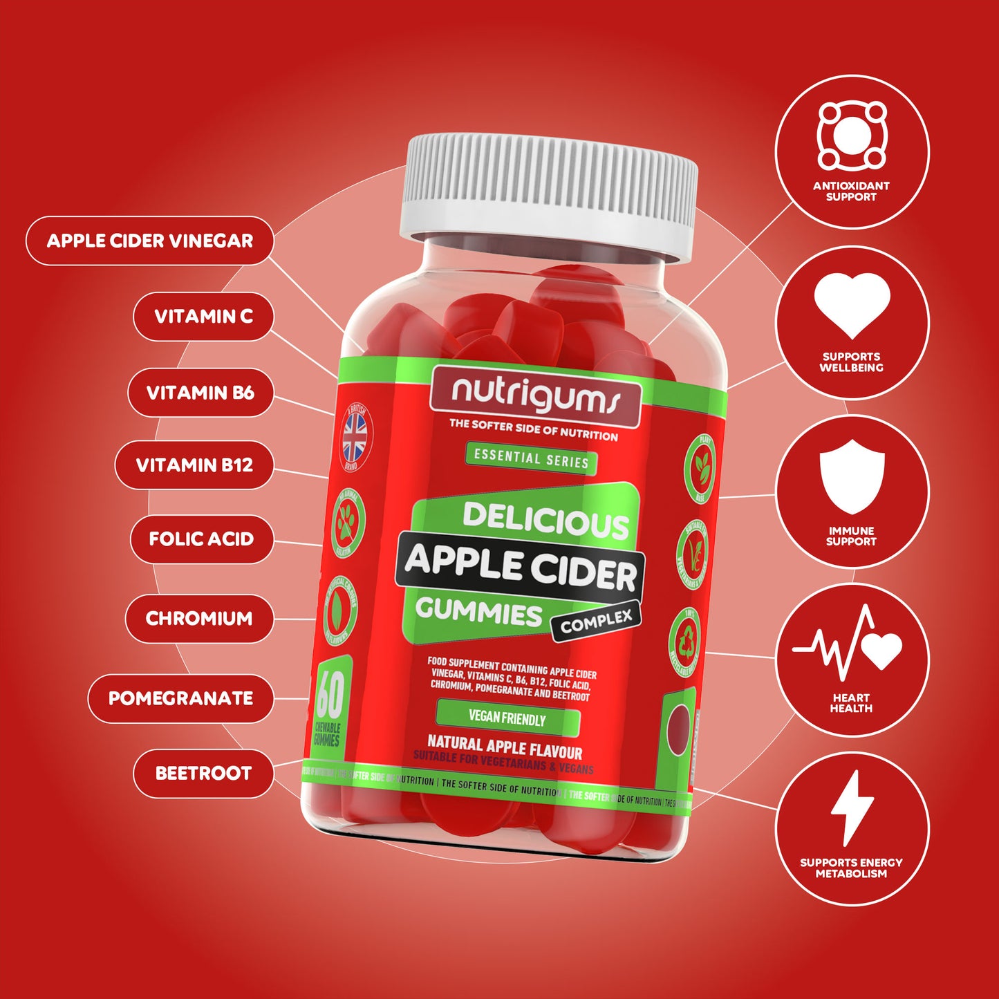 Apple Cider Complex Apple Flavour - 60 Vegan Gummies