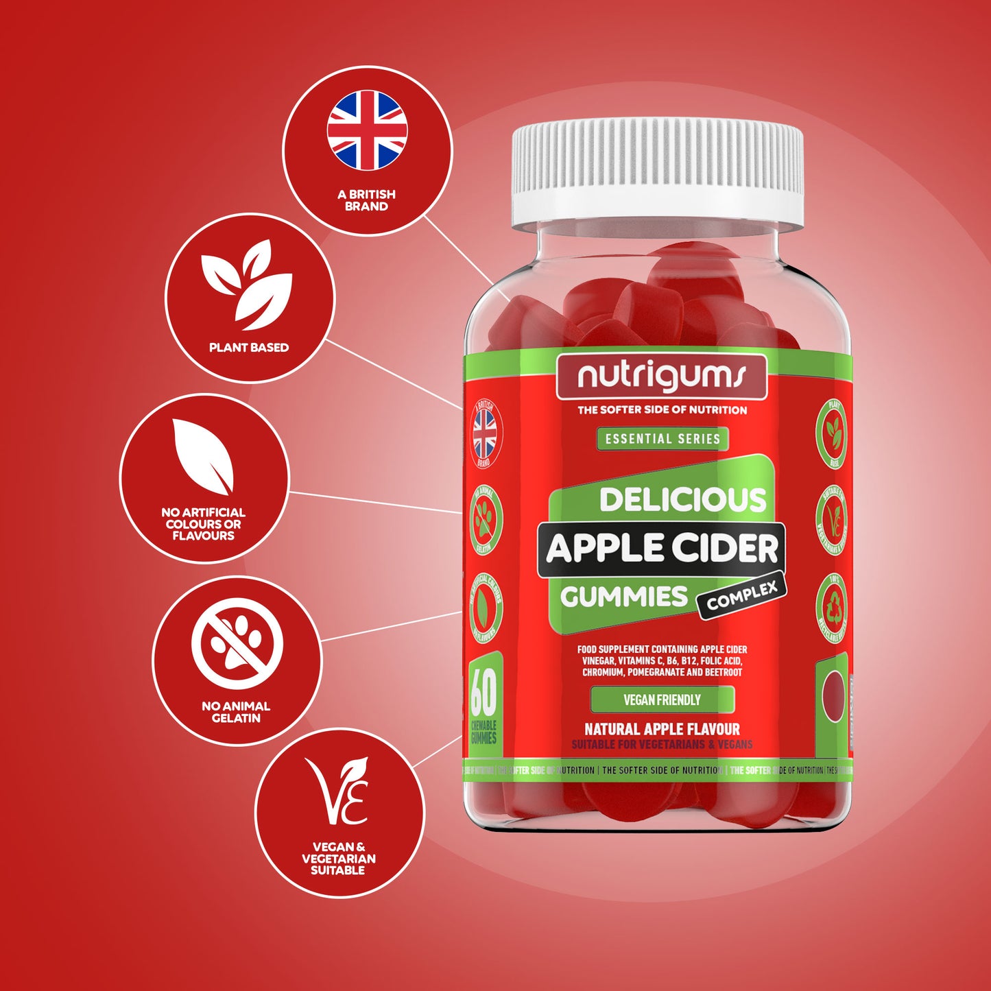 Apple Cider Complex Apple Flavour - 60 Vegan Gummies
