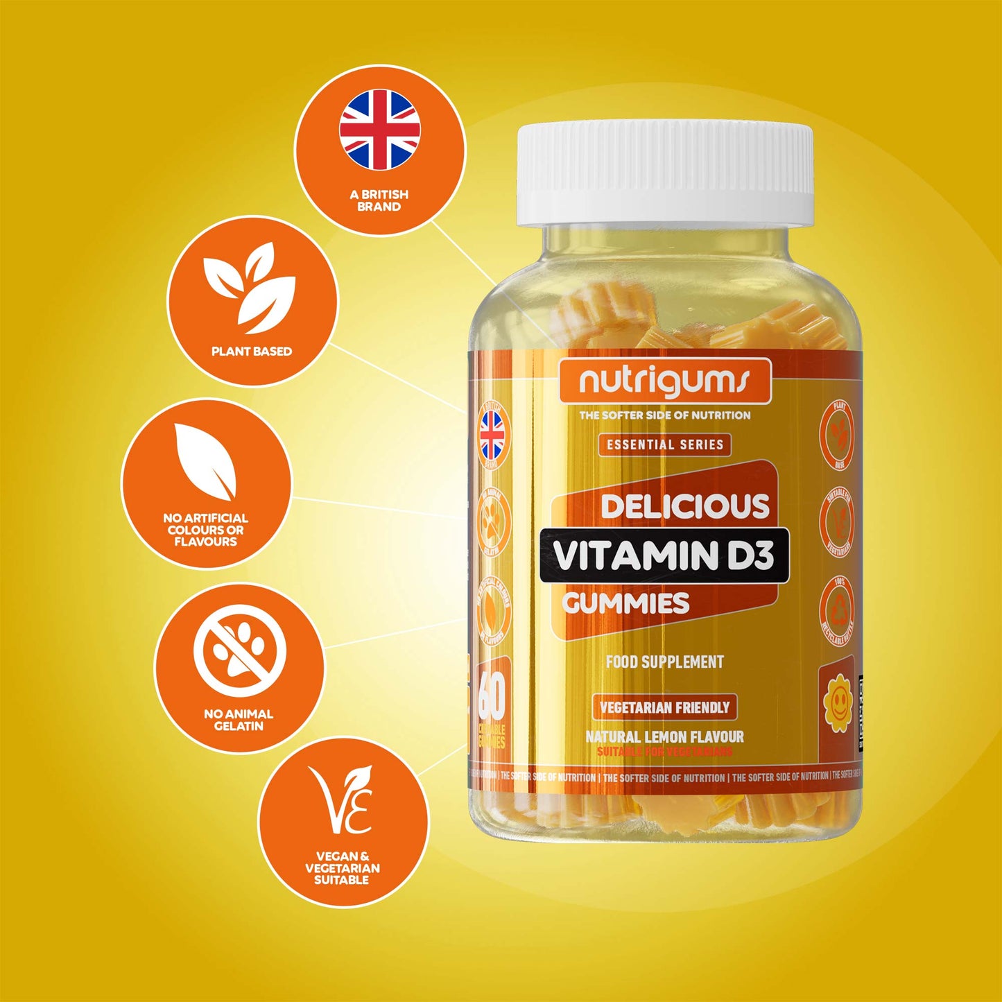 Vitamin D3 1000iu Lemon Flavour - 60 Vegetarian Gummies