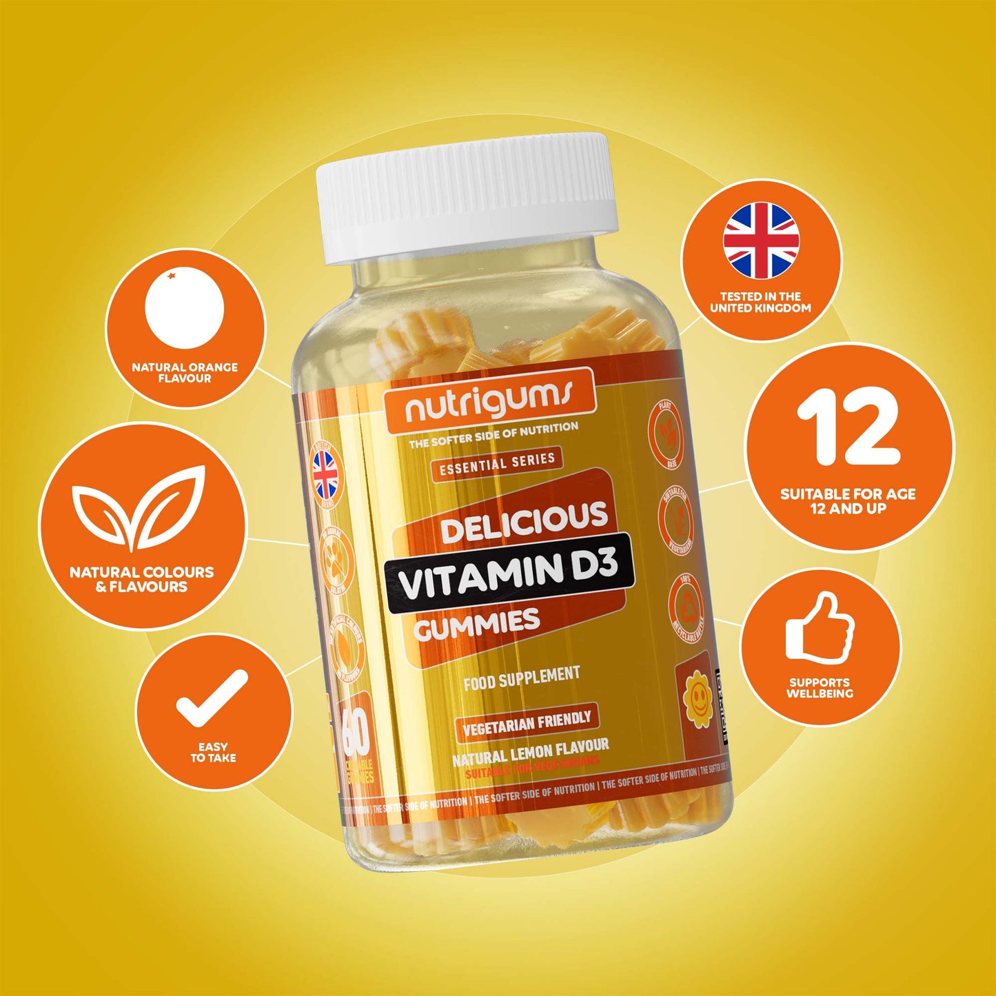 Vitamin D3 1000iu Lemon Flavour - 60 Vegetarian Gummies