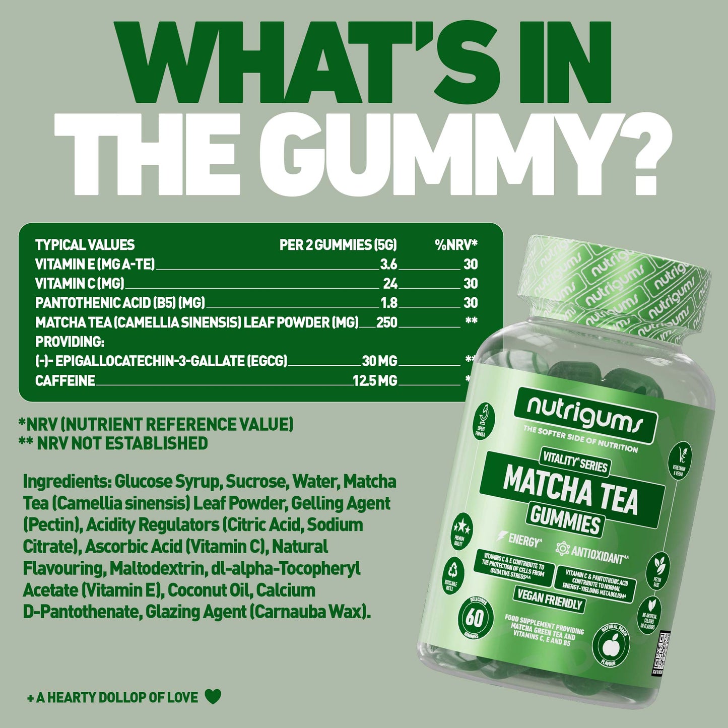 Matcha Tea 60 Vegan Gummies Peach Flavour