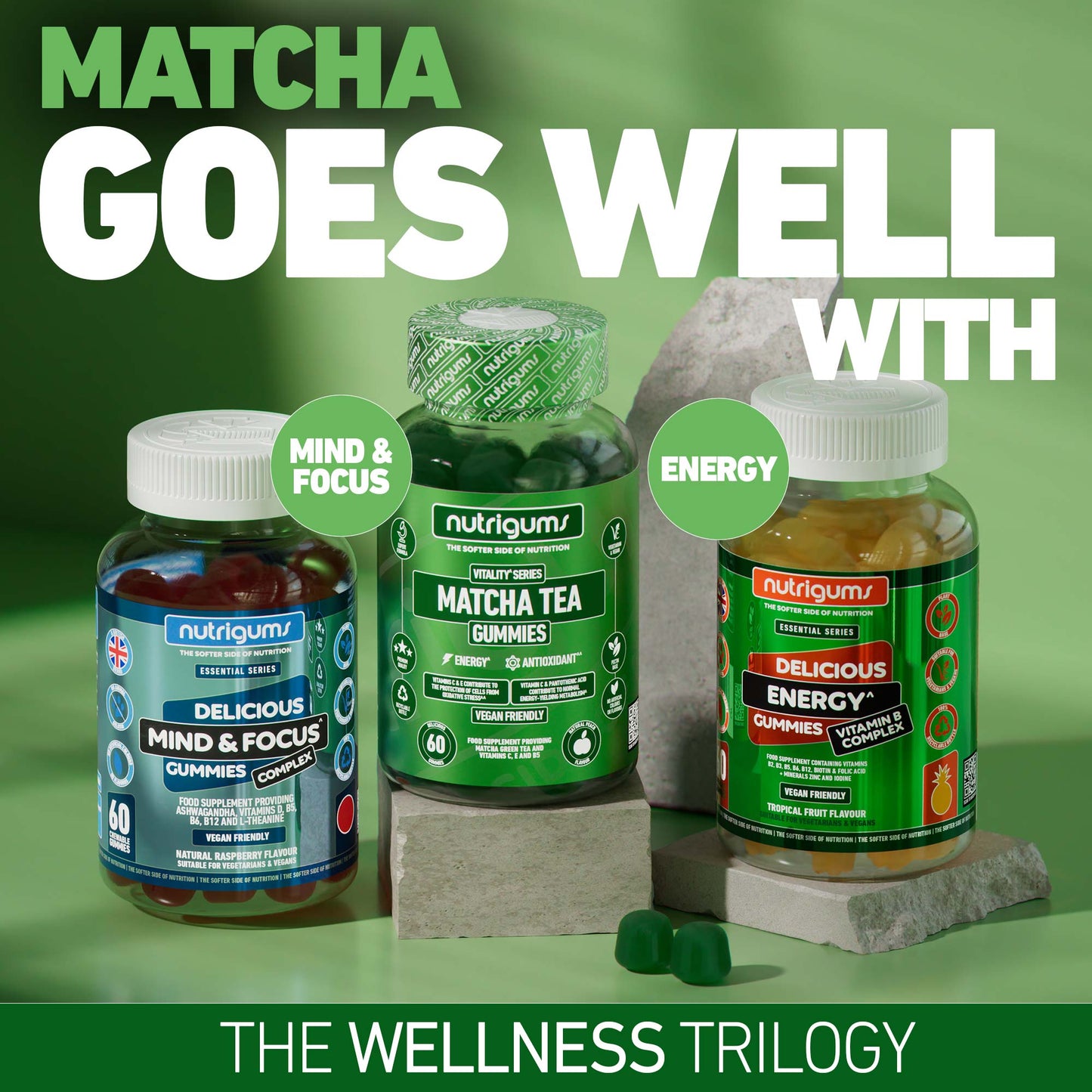 Matcha Tea 60 Vegan Gummies Peach Flavour