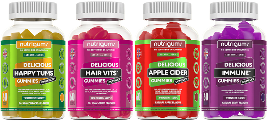 4 bottles of Nutrigums side by side